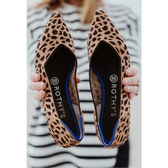 ROTHY’S Retired “The Point” Pointed Leopard Animal Print Slip On Ballerina Flats - Picture 1 of 14